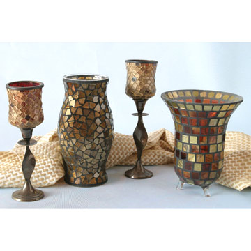 Glass Mosaic Candleholders